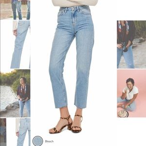 Topshop Raw Hem High Waist Straight Leg Jeans